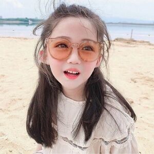 1pc New Cute Baby Sunglasses Retro Literary Metal Small V Polarized Sun Glasses